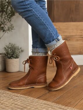 Duckfeet Brown Pebbled Leather Shearling Lined Boots EU 36 Winter Boots Denmark